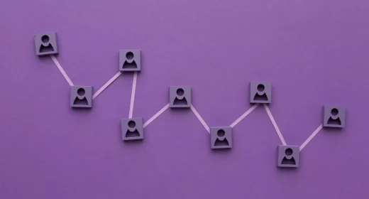 Illustration des leads en carrés de petits bonhommes reliés